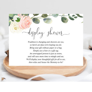 Blush roze wit display douche meisje baby shower informatiekaartje