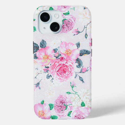 Blush roze wit floral bohemian  damast Case-Mate iPhone case (Achterkant)
