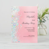 Blush Roze Wit Glitter Glam Bling 21e Verjaardag Kaart (Staand voorkant)