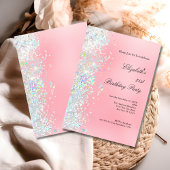 Blush Roze Wit Glitter Glam Bling 21e Verjaardag Kaart