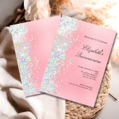 Blush Roze Wit Glitter Glam Bling Quinceanera Kaart