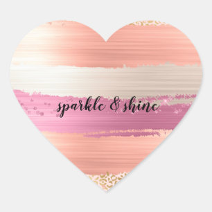Blush Roze Wit Goud Girly Glam Luipaard Print Hart Sticker
