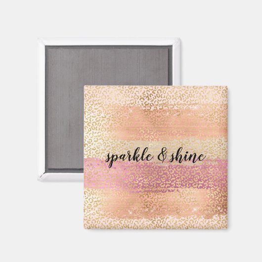 Blush Roze Wit Goud Girly Glam Luipaard Print Magneet (Voorkant / Achterkant)
