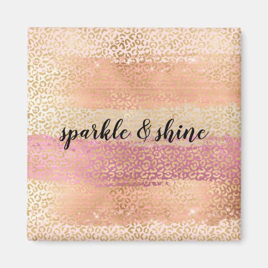Blush Roze Wit Goud Girly Glam Luipaard Print Magneet (Voorkant)