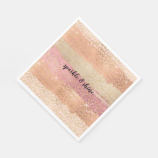 Blush Roze Wit Goud Girly Glam Luipaard Print Servet (Hoek)