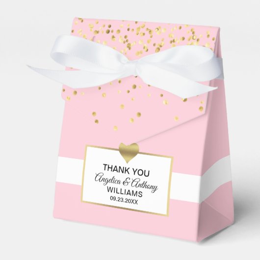 Blush Roze Wit Goud Hart Party Favor Bruiloft Bedankdoosjes (Voorkant Zijde)