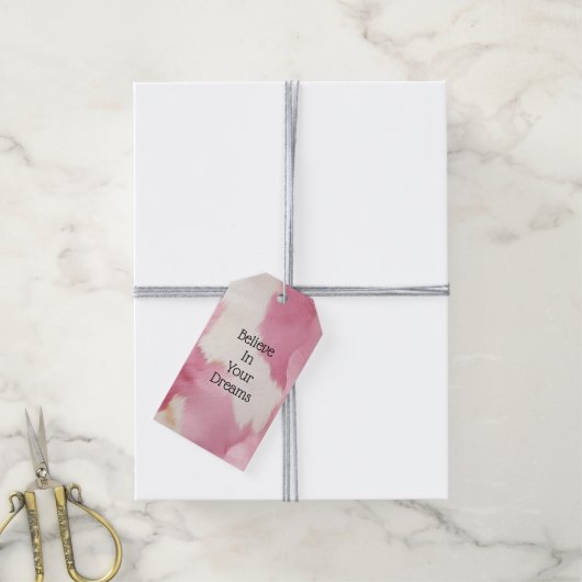 Blush Roze Wit Goud Koeienhuid Animal Cadeaulabel (Met Touw)