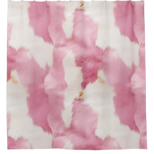 Blush Roze Wit Goud Koeienhuid Animal Douchegordijn (Voorkant)