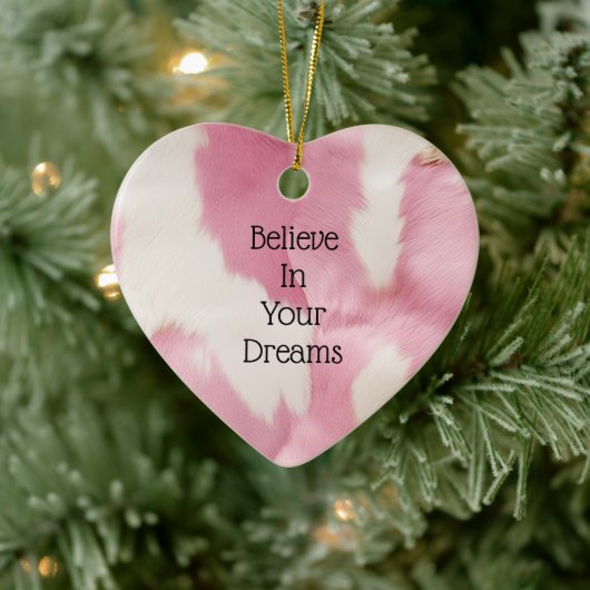 Blush Roze Wit Goud Koeienhuid Animal Keramisch Ornament (Boom)