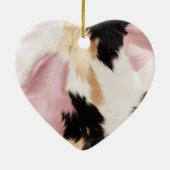 Blush Roze Wit Goud Koeienhuid Animal Keramisch Ornament (Achterkant)