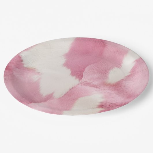 Blush Roze Wit Goud Koeienhuid Animal Papieren Bordje (Gekanteld)