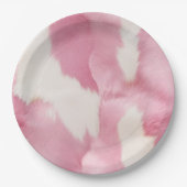 Blush Roze Wit Goud Koeienhuid Animal Papieren Bordje (Voorkant)