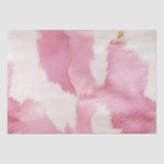 Blush Roze Wit Goud Koeienhuid Animal Tissuepapier (Voorkant)