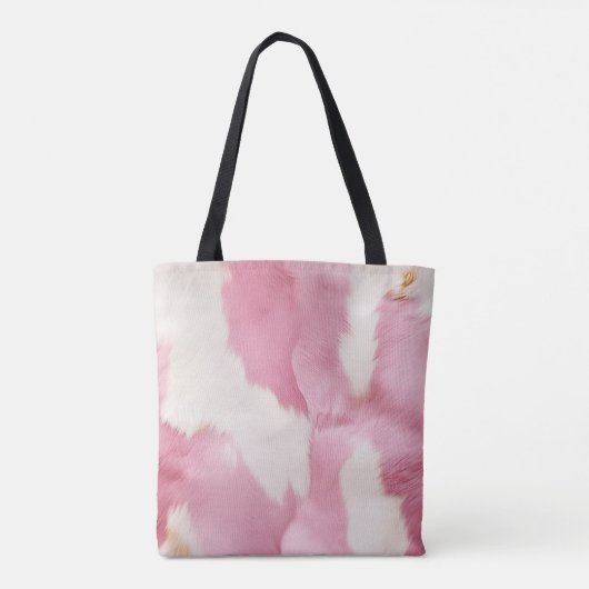 Blush Roze Wit Goud Koeienhuid Animal Tote Bag (Achterkant)