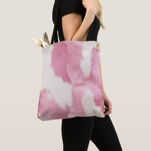 Blush Roze Wit Goud Koeienhuid Animal Tote Bag