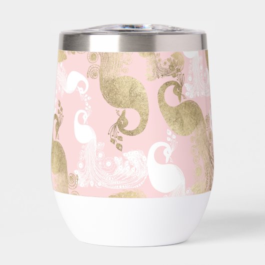 Blush roze wit goud koninklijke pauw vogel (Voorkant)