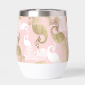 Blush roze wit goud koninklijke pauw vogel (Achterkant)