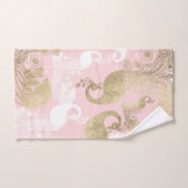 Blush roze wit goud koninklijke pauw vogel bad handdoek (Handdoek)