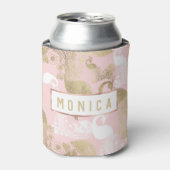 Blush roze wit goud koninklijke pauw vogel blikjeskoeler (Blikje Voorkant)