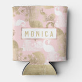 Blush roze wit goud koninklijke pauw vogel blikjeskoeler (Voorkant)