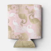 Blush roze wit goud koninklijke pauw vogel blikjeskoeler (Achterkant)