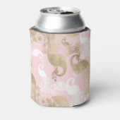 Blush roze wit goud koninklijke pauw vogel blikjeskoeler (Blikje Achterkant)