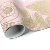 Blush roze wit goud koninklijke pauw vogel cadeaupapier (Rol Hoek)