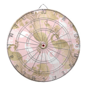 Blush roze wit goud koninklijke pauw vogel dartbord
