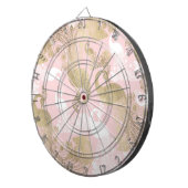 Blush roze wit goud koninklijke pauw vogel dartbord (Voorkant Rechts)