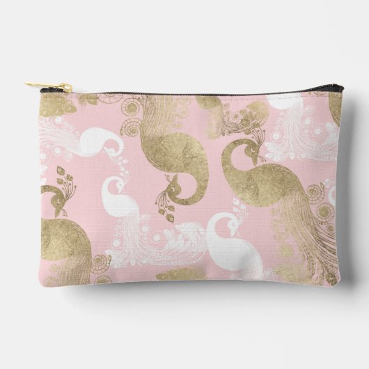 Blush roze wit goud koninklijke pauw vogel etui (Voorkant)