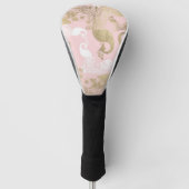 Blush roze wit goud koninklijke pauw vogel golfheadcover (Voorkant)