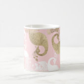 Blush roze wit goud koninklijke pauw vogel koffiemok (Center)