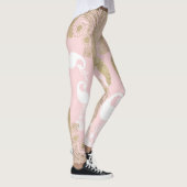 Blush roze wit goud koninklijke pauw vogel leggings (Rechts)