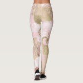 Blush roze wit goud koninklijke pauw vogel leggings (Achterkant)