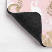 Blush roze wit goud koninklijke pauw vogel muismat (Hoek)