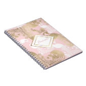 Blush roze wit goud koninklijke pauw vogel notitieboek (Rechterzijde)