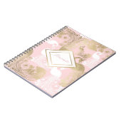 Blush roze wit goud koninklijke pauw vogel notitieboek (Linkerzijde)