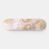 Blush roze wit goud koninklijke pauw vogel persoonlijk skateboard (Horizontaal)
