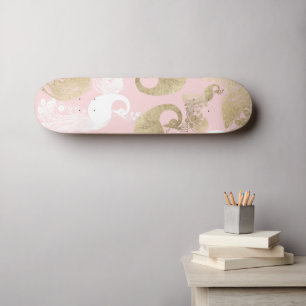 Blush roze wit goud koninklijke pauw vogel persoonlijk skateboard