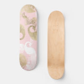 Blush roze wit goud koninklijke pauw vogel persoonlijk skateboard (Voorkant)