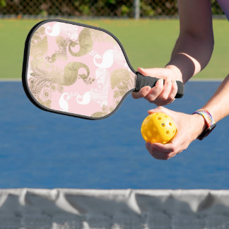Blush roze wit goud koninklijke pauw vogel pickleball paddle