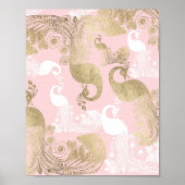 Blush roze wit goud koninklijke pauw vogel poster (Voorkant)