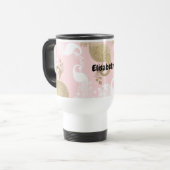 Blush roze wit goud koninklijke pauw vogel reisbeker (Voorkant links)
