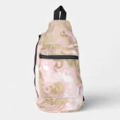 Blush roze wit goud koninklijke pauw vogel sling bag (Voorkant)