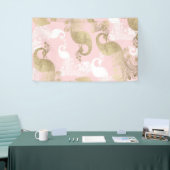 Blush roze wit goud koninklijke pauw vogel spandoek (Beurs)