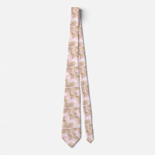 Blush roze wit goud koninklijke pauw vogel stropdas (Voorkant)