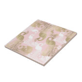 Blush roze wit goud koninklijke pauw vogel tegeltje (Zijkant)
