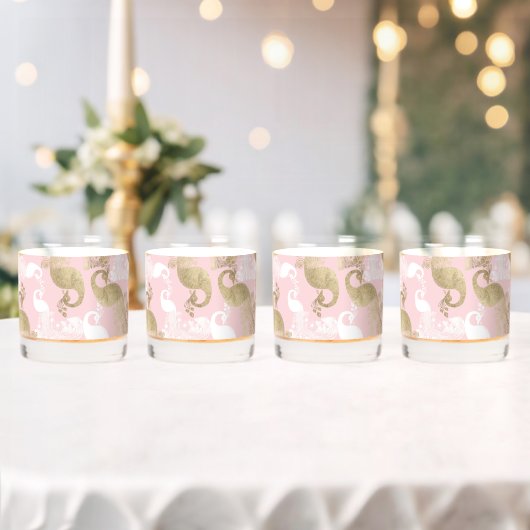 Blush roze wit goud koninklijke pauw vogel whisky glas (Insitu (Huwelijk))
