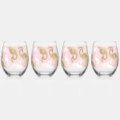 Blush roze wit goud koninklijke pauw vogel wijnglas zonder voet (Voorkant)