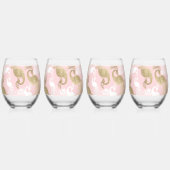 Blush roze wit goud koninklijke pauw vogel wijnglas zonder voet (Achterkant)